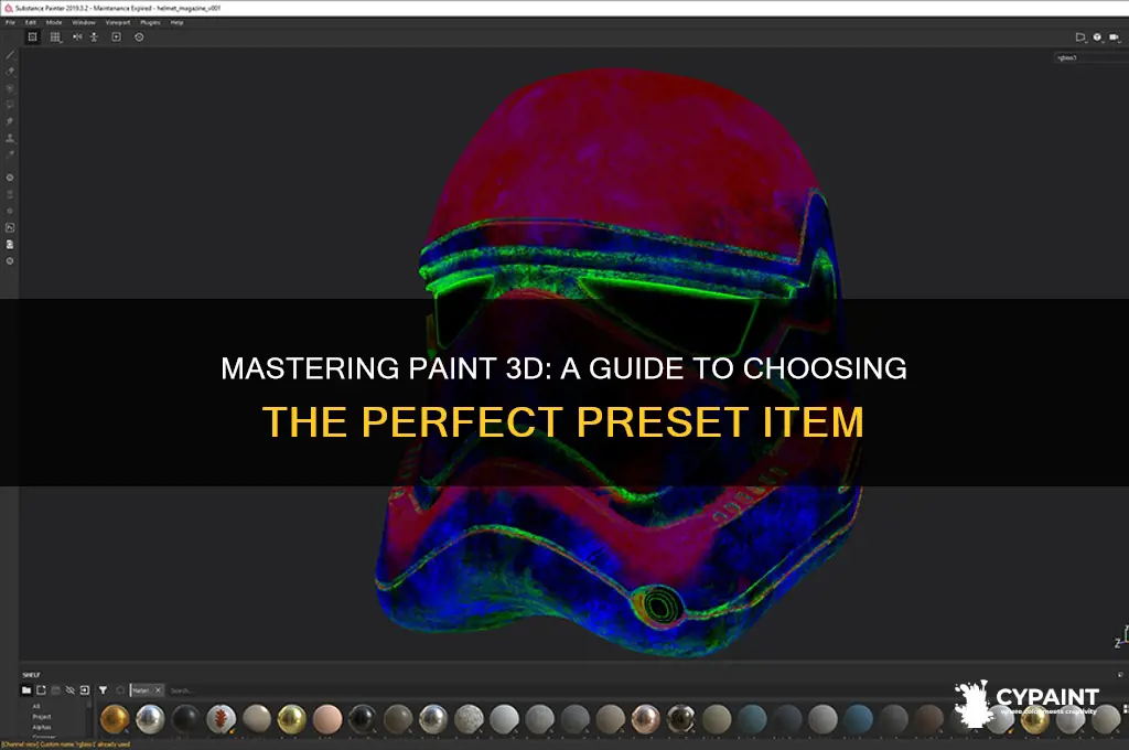 how to select a preset item paint 3d