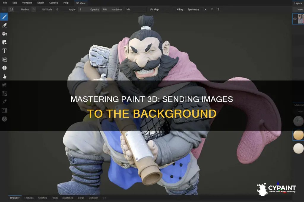 how to send image to back on paint 3d