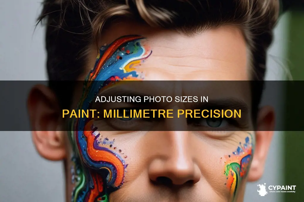 how to set photo size in mm in paint