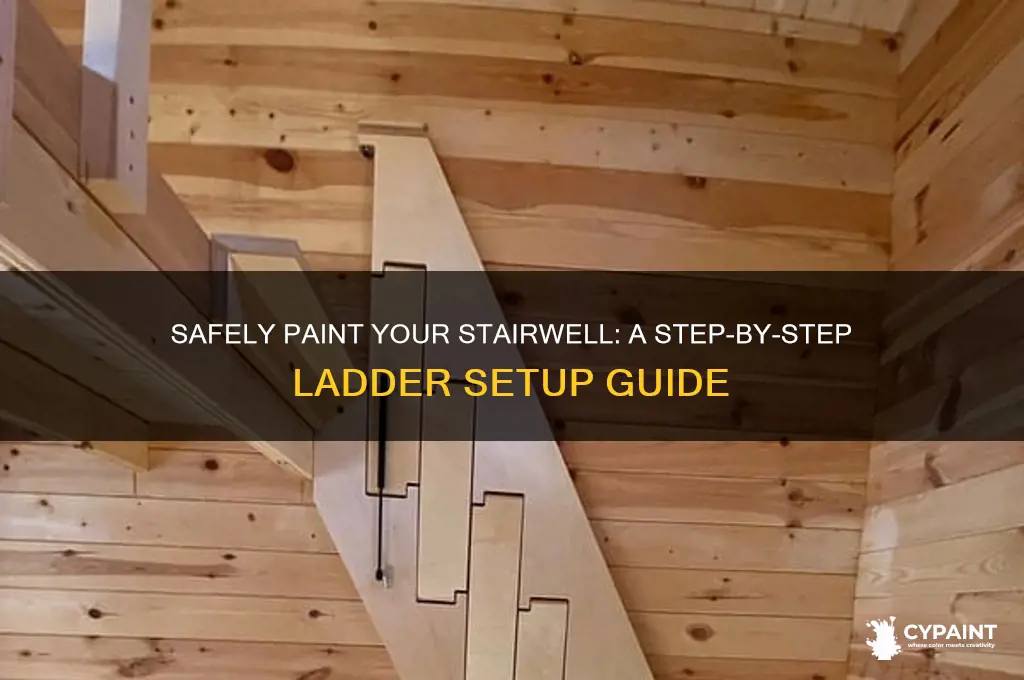 how to set up ladder to paint stairwell
