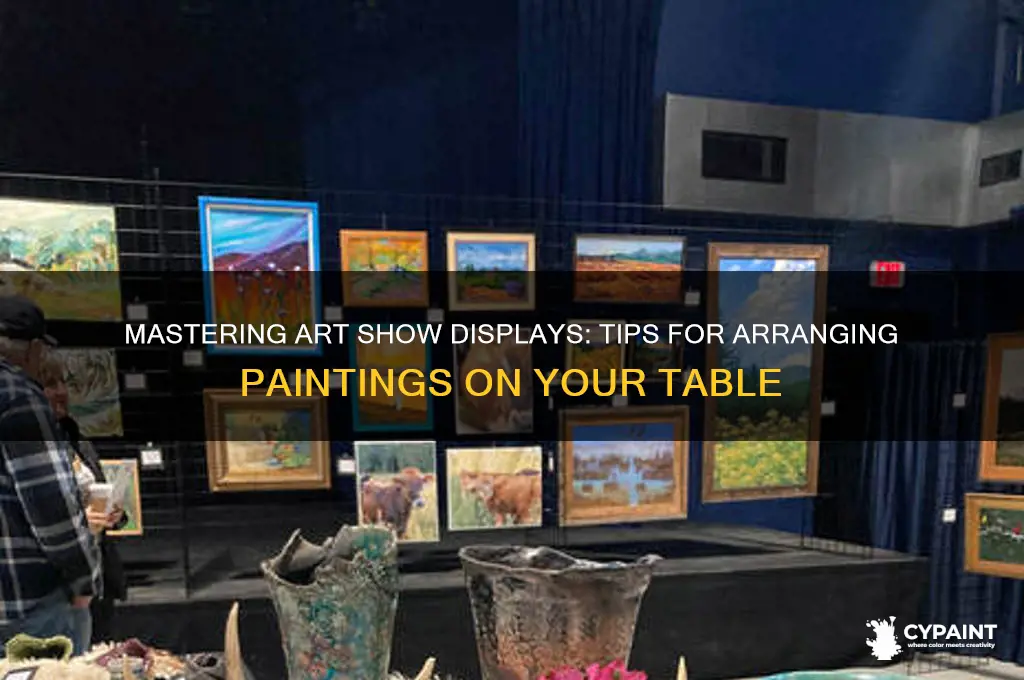 how to set up paintings at an art show table