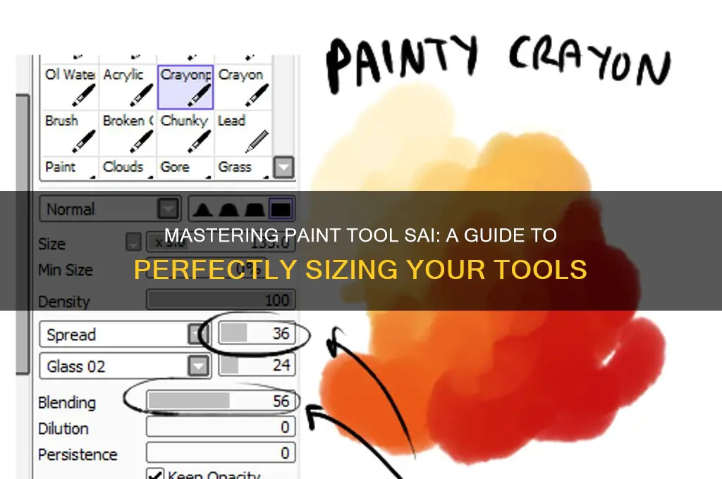 how to size the tools in paint sai