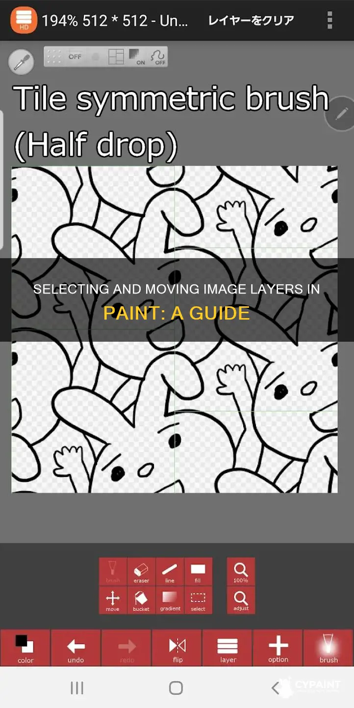 how to slect and move image layer in paint