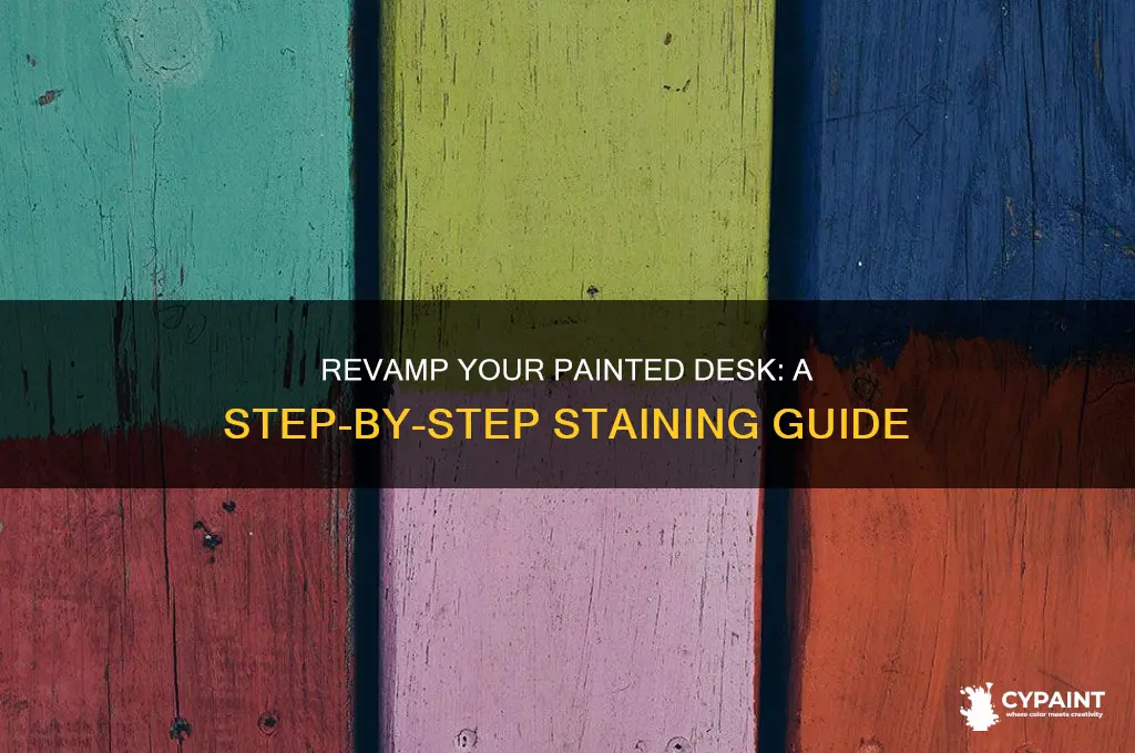 how to stain a desk that already painted