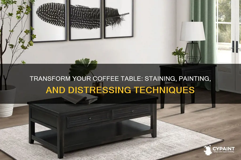 how to stain and paint and distress a coffee table