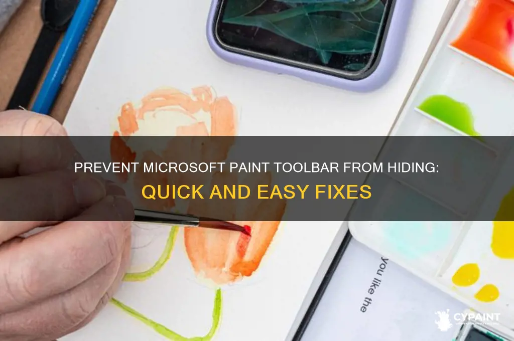 how to stop the toolbar from hiding in microsoft paint