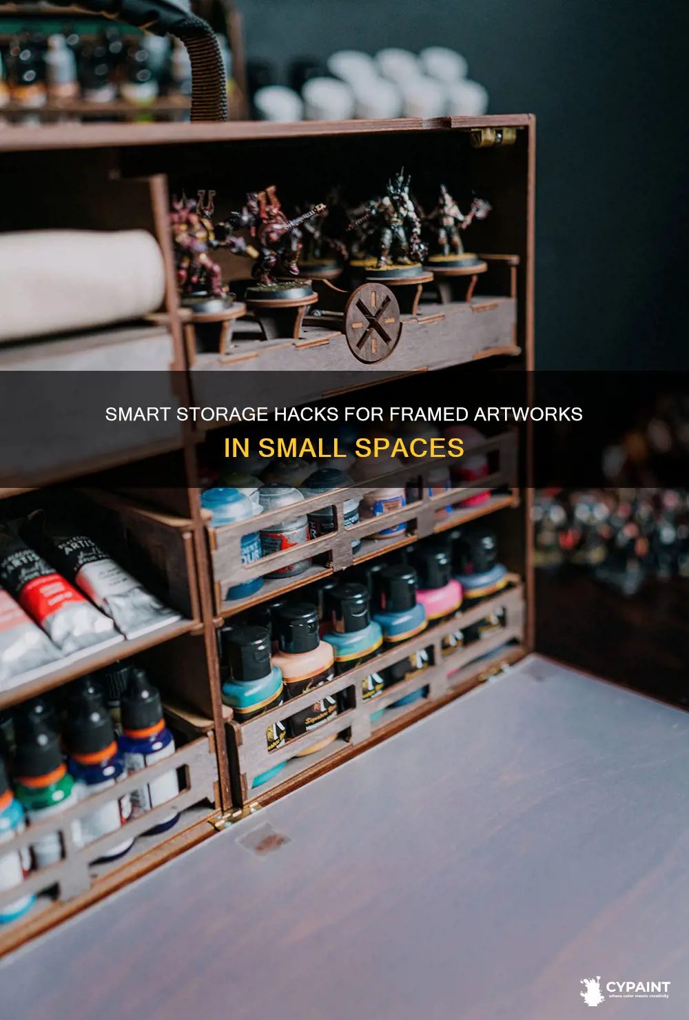 how to store many framed paintings in little space