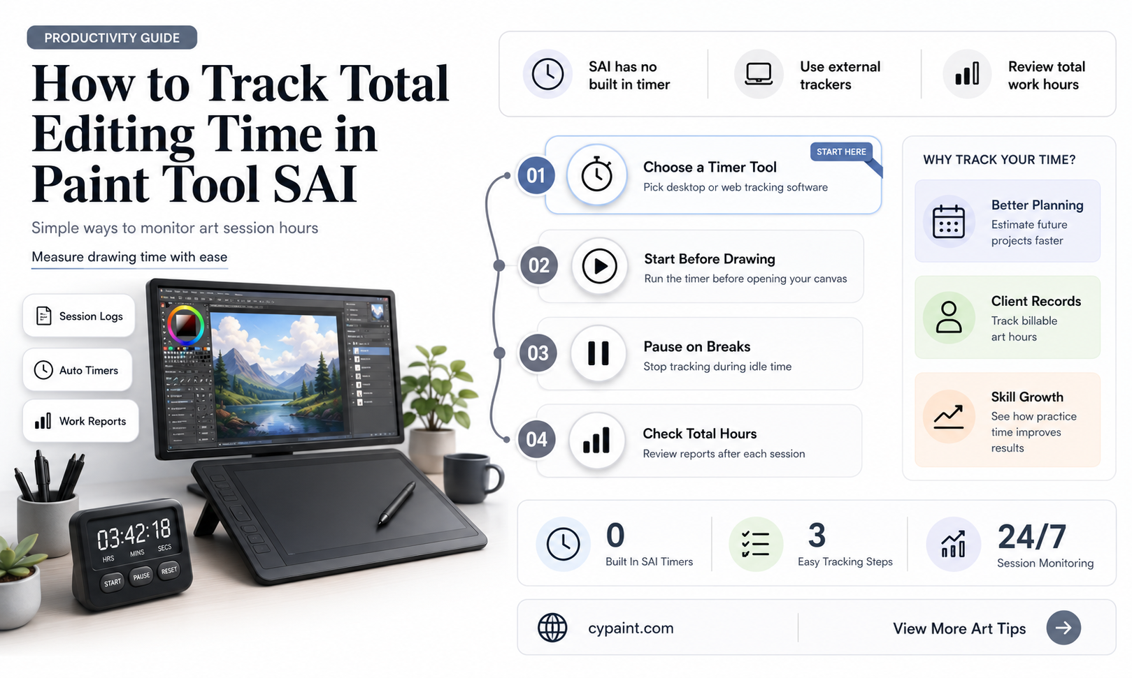 can you check total editing time in paint tool sai