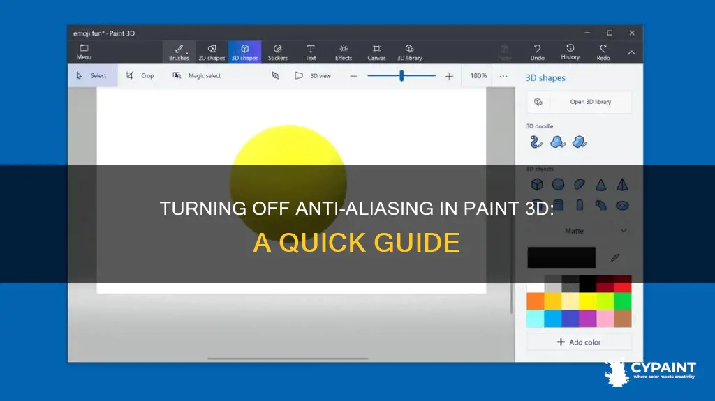 how to turn off anti aliasing in paint 3d