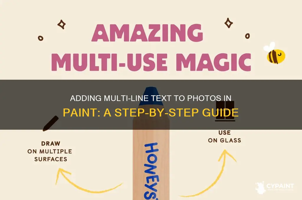 how to type multiple lines on a photo in paint