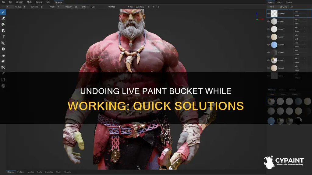how to undo live paint bucket as im working