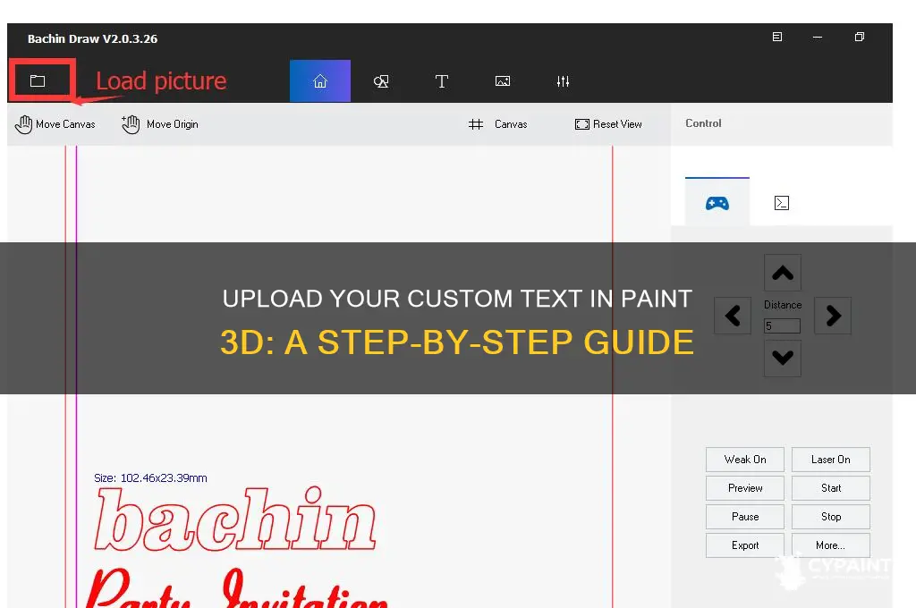 how to upload your own text paint 3d