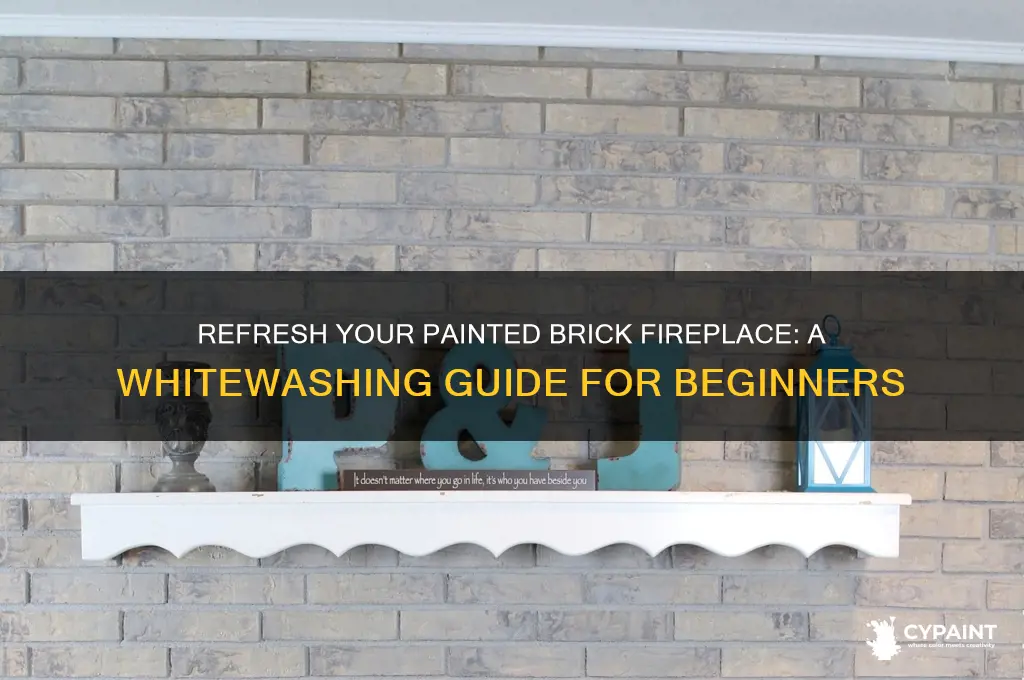 how to whitewash a brick fireplace that is already painted