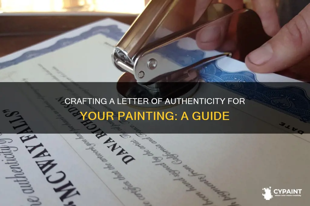 how to write a letter of authenticity for a painting