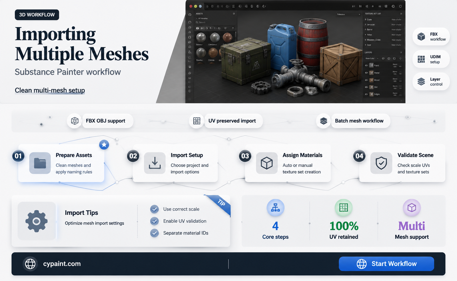 can you import more than one mesh in substance painter