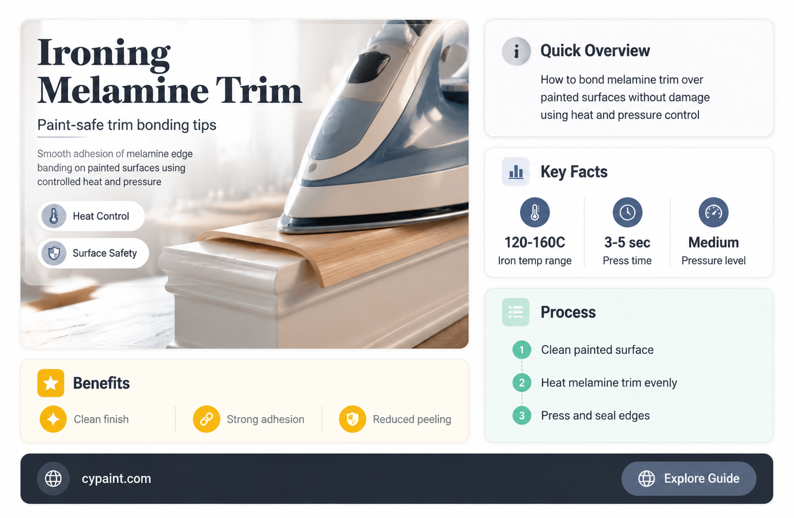 can you iron melamine trim on painted surface