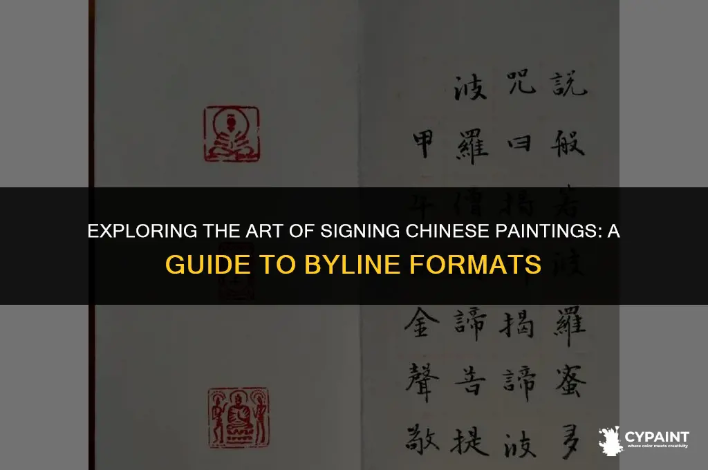 is there a by line format for signing chinese paintings