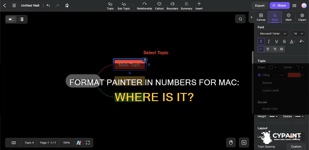 is there a format painter in numbers for mac