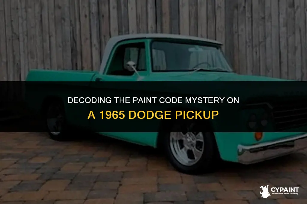 is there a paint code on a 1965 dodge pickup