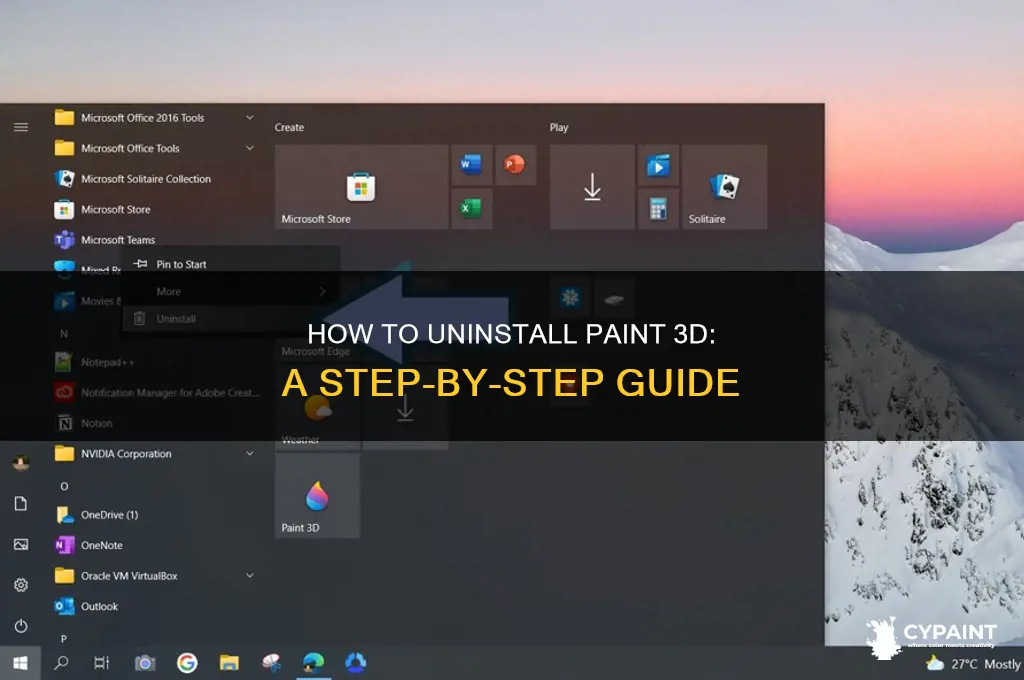 is there a way to uninstall paint 3d