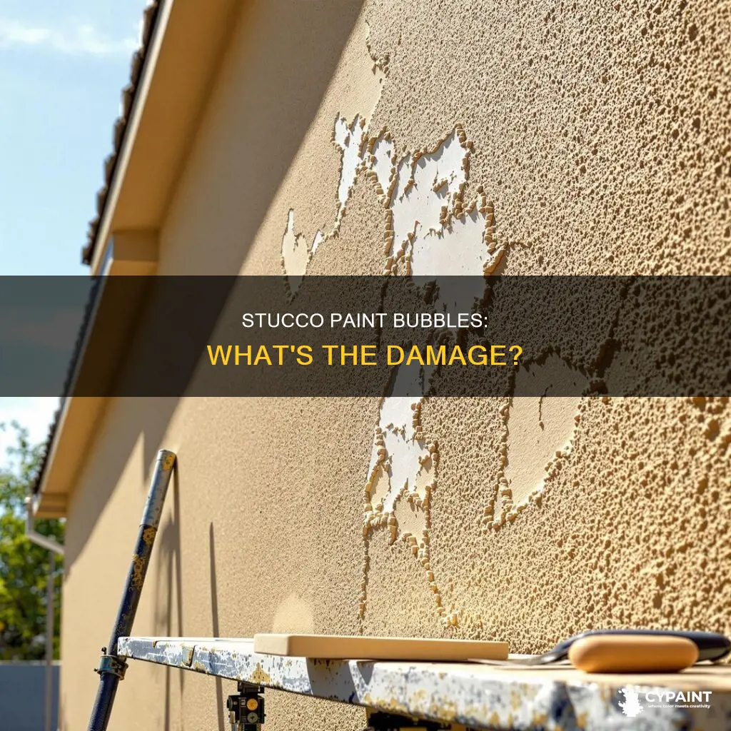 is there damage to stucko when the paint bubbles
