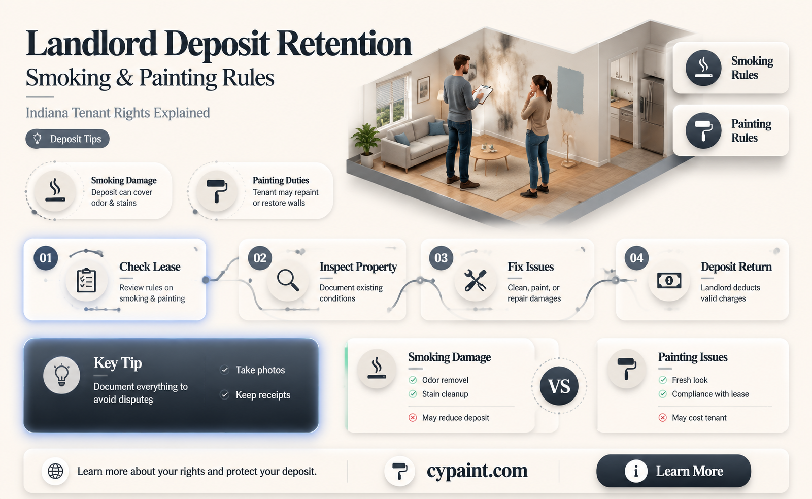 can landlord keep deposit for painting from smoking indiana