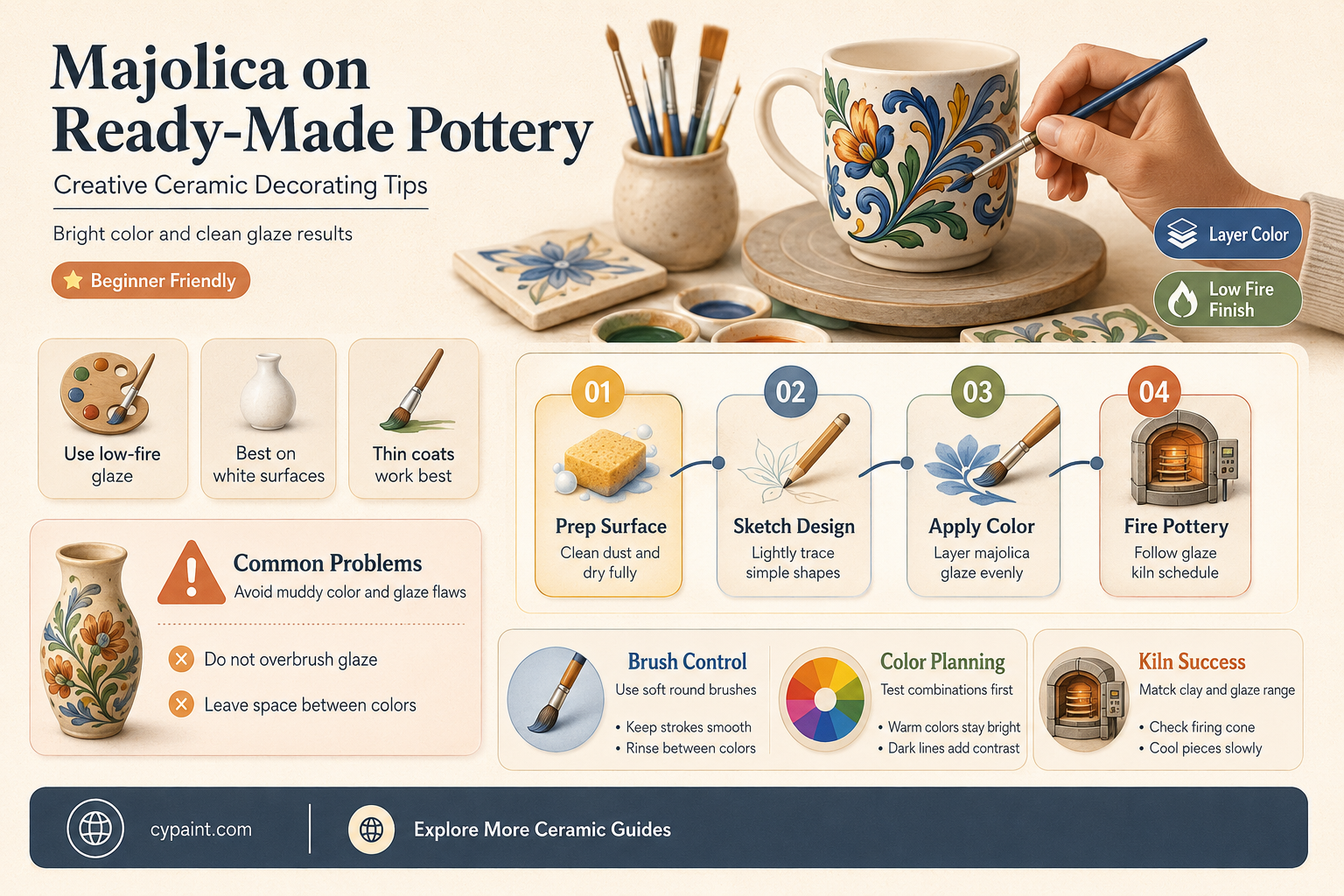 can you do majolica on ready made paint pottery cs