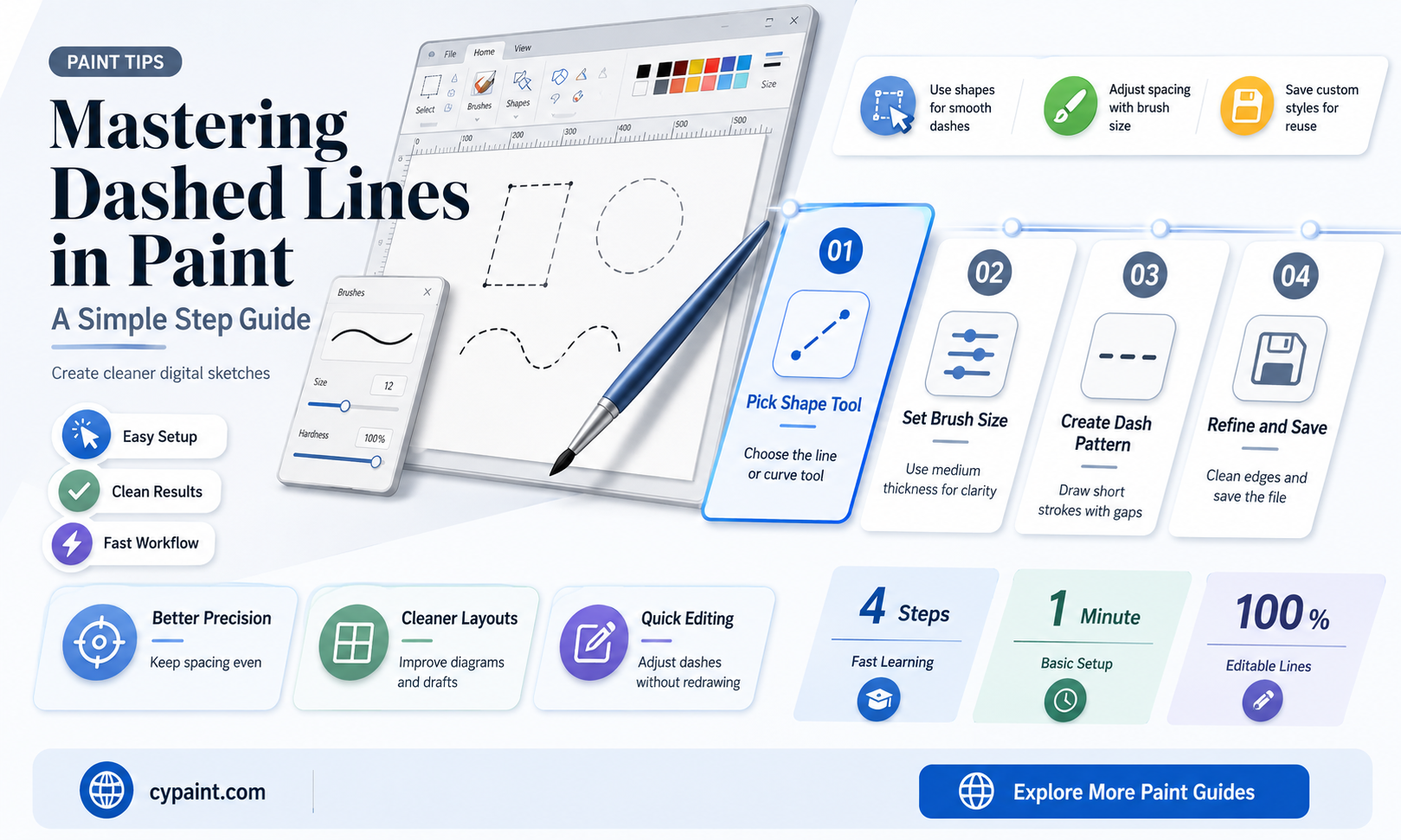 can you do a dashed line in paint