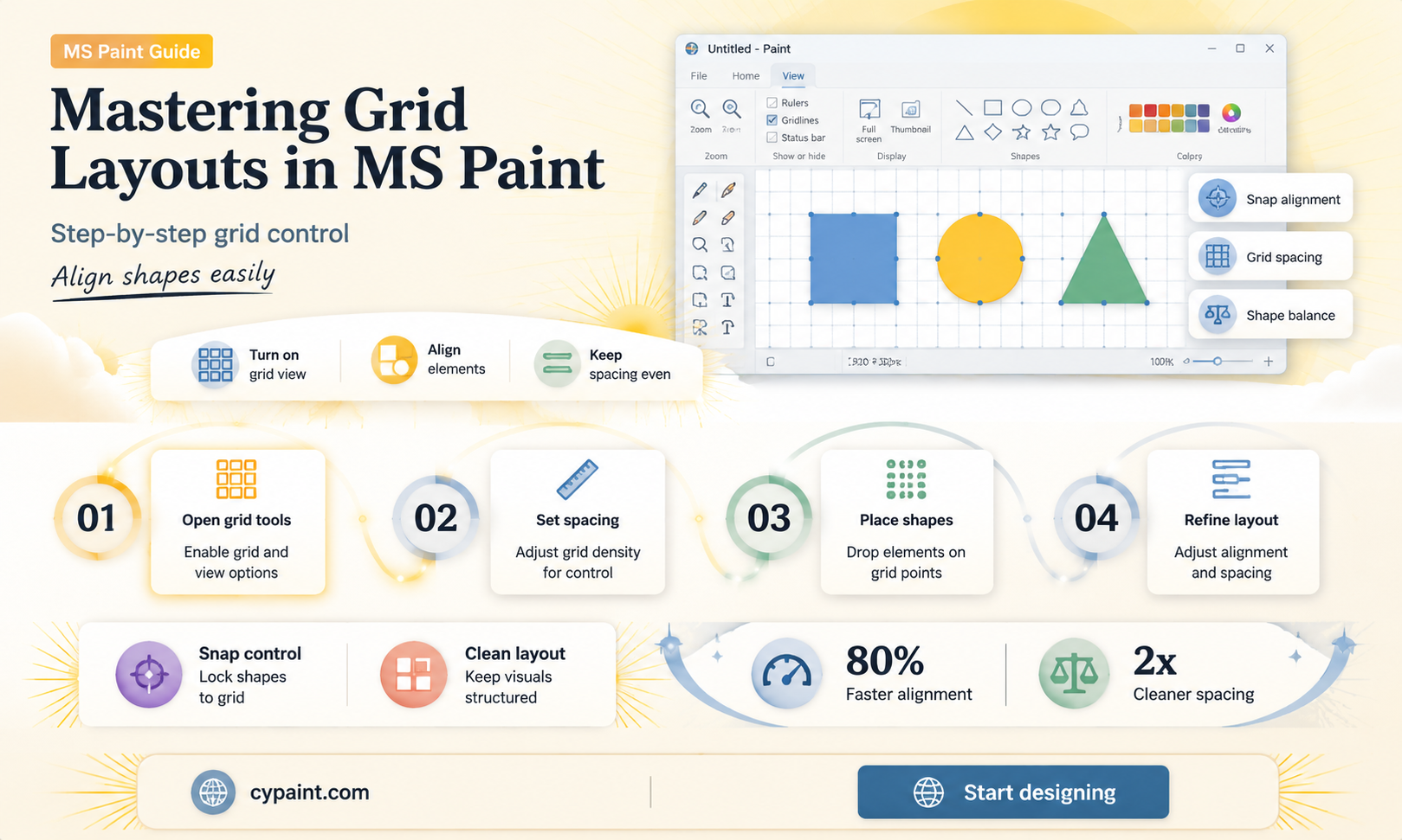 can you layout a grid in ms paint