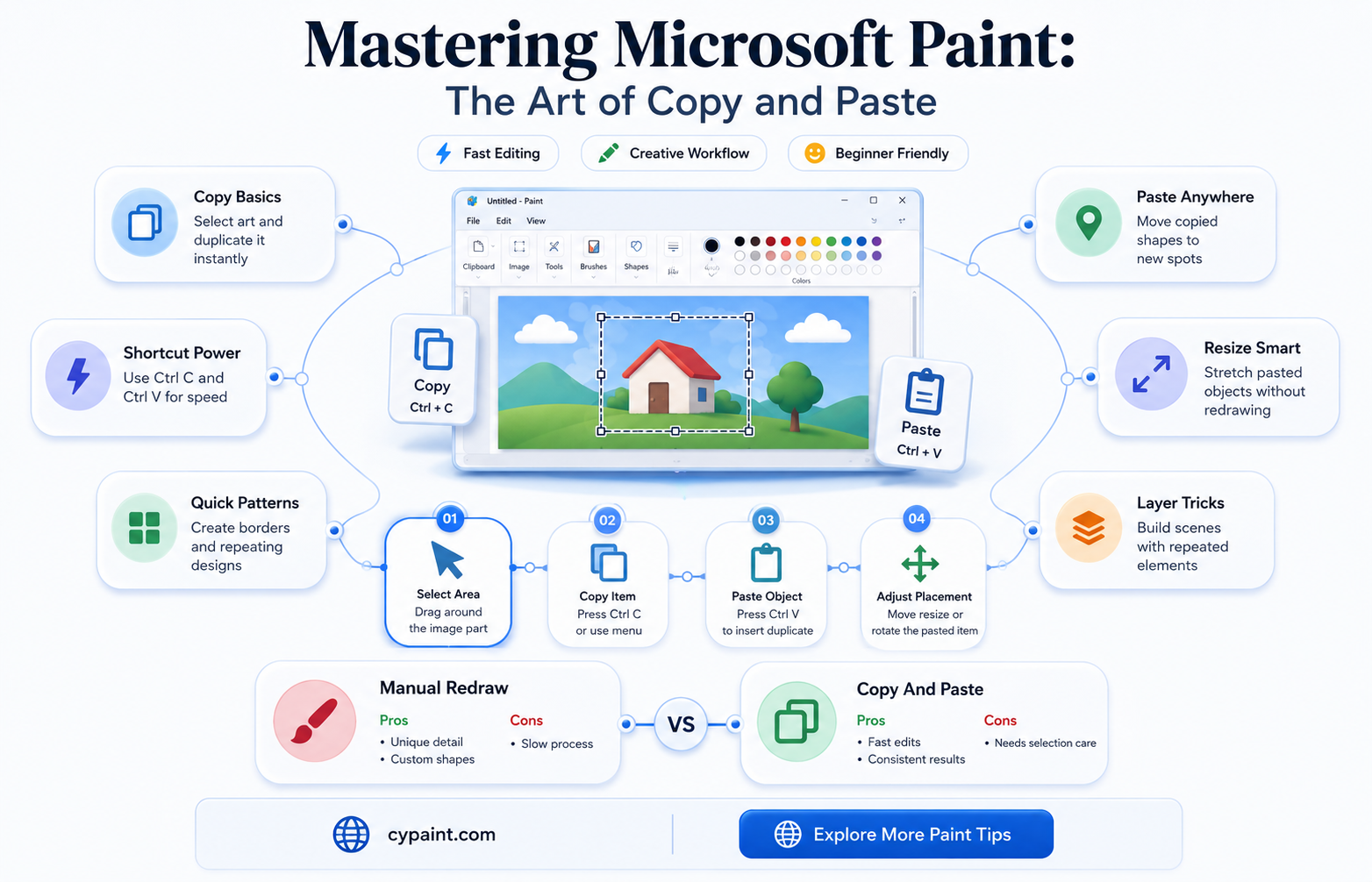 can you copy and paste in microsoft paint