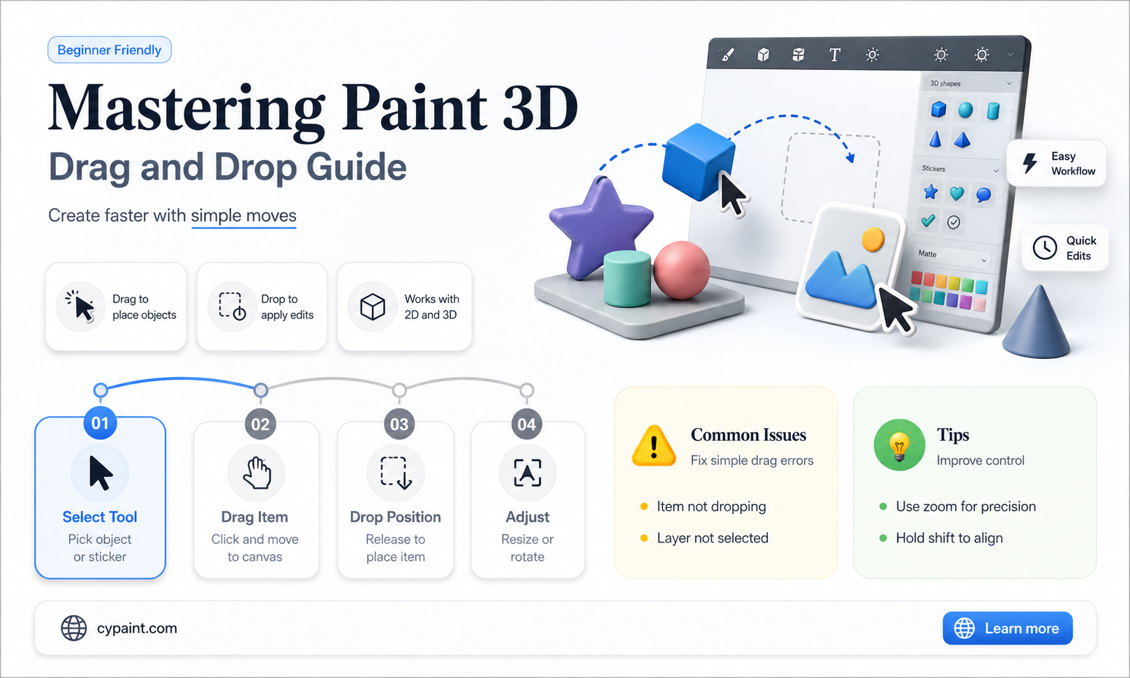can you drag and drop in paint 3d