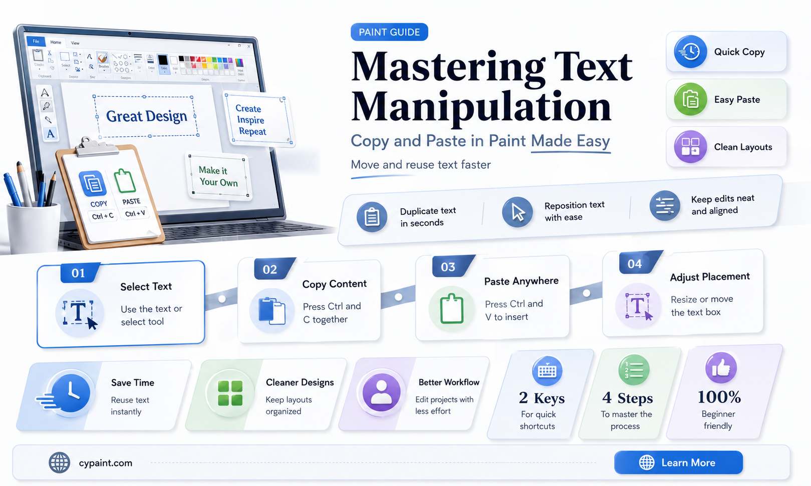 can you copy and paste text in paint