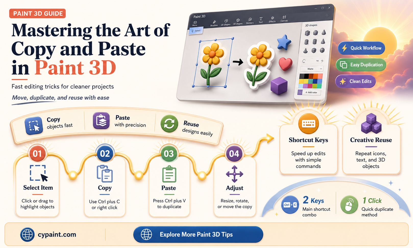 can you copy and paste in paint 3d