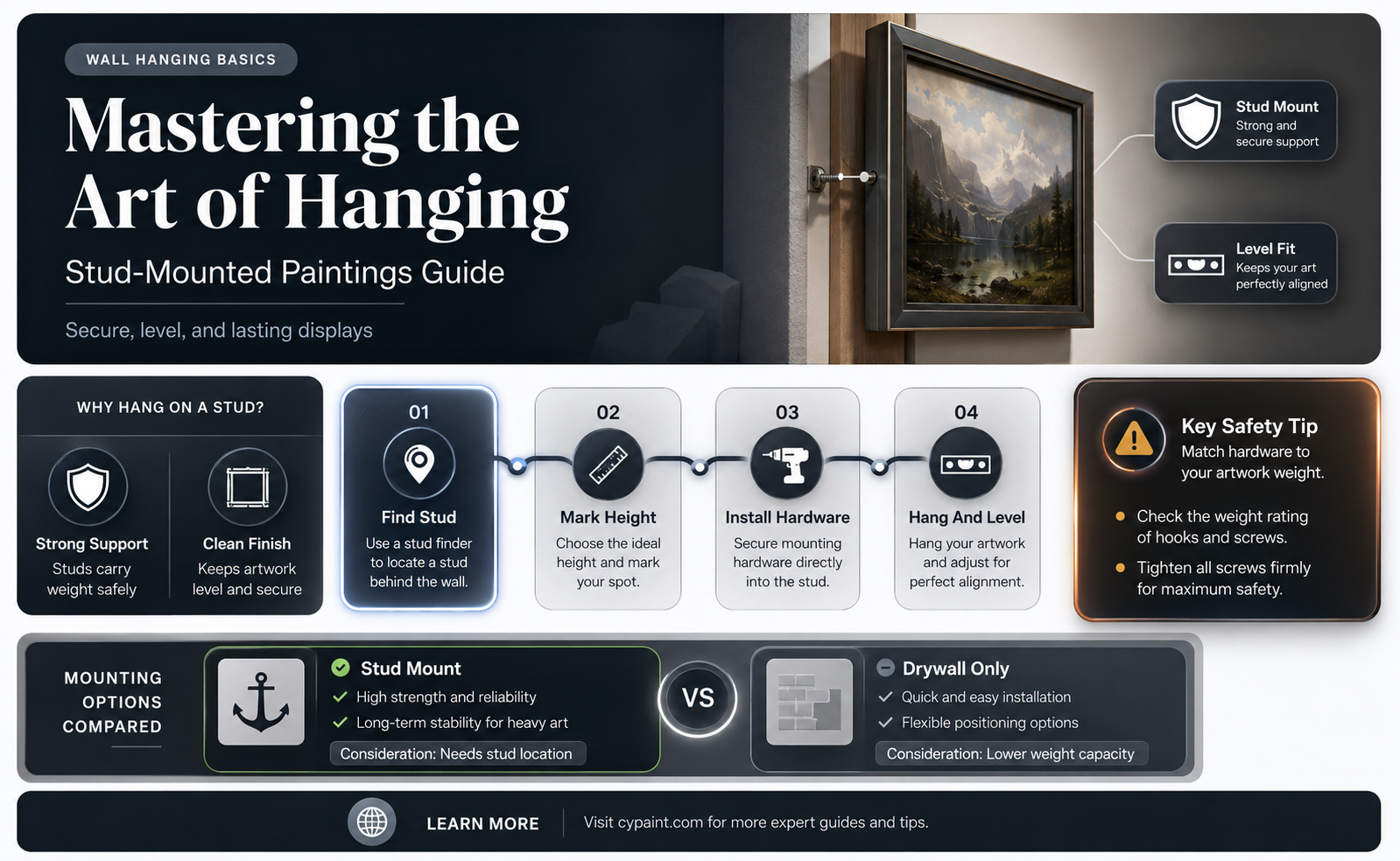 can you hang a painting on a stud