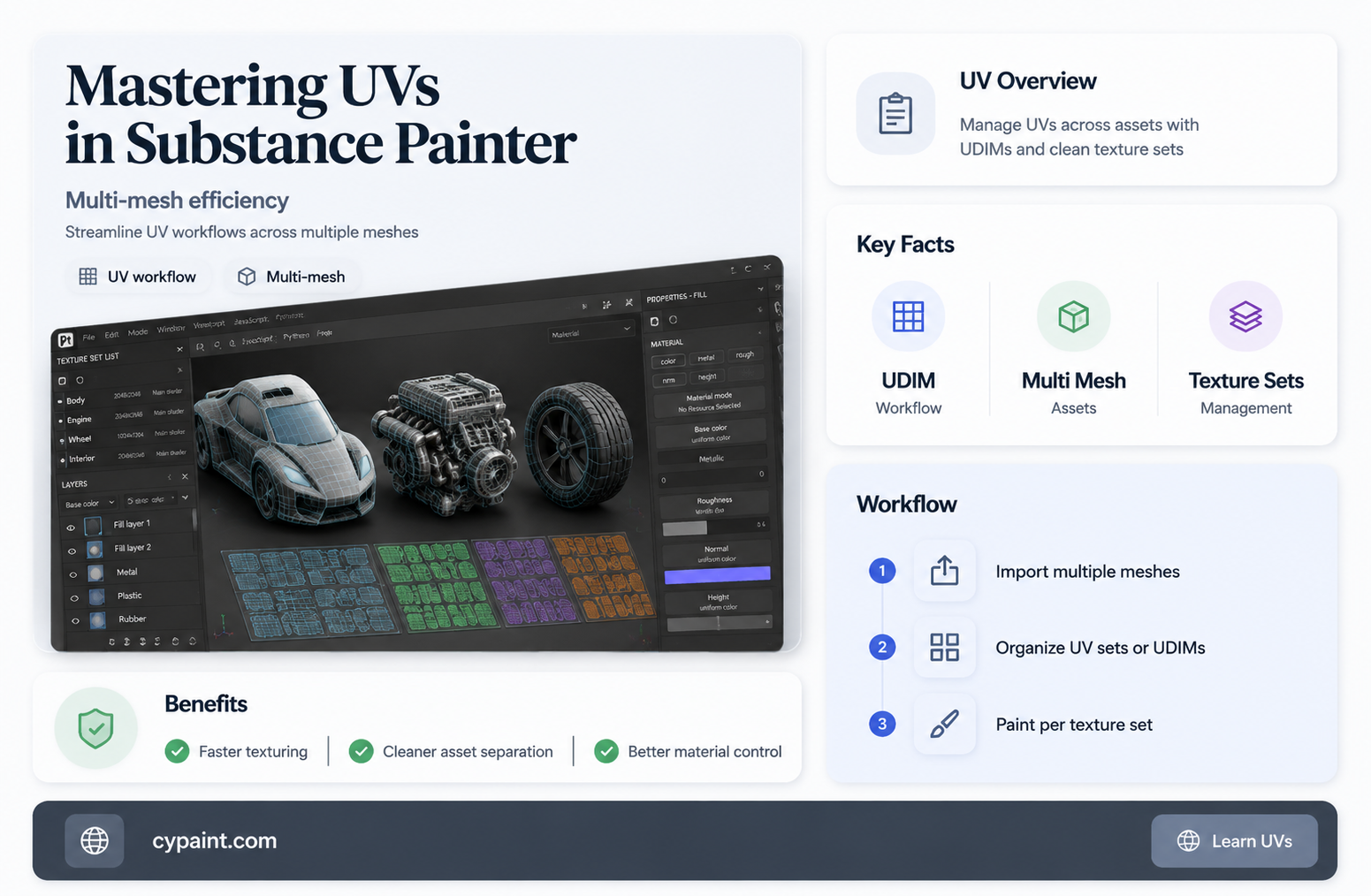 can you have multiple meshes with uvs in substance painter