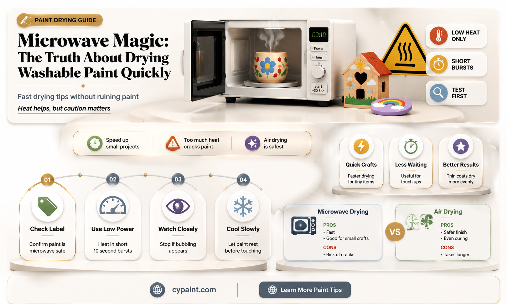 can you dry washable paint in a microwave