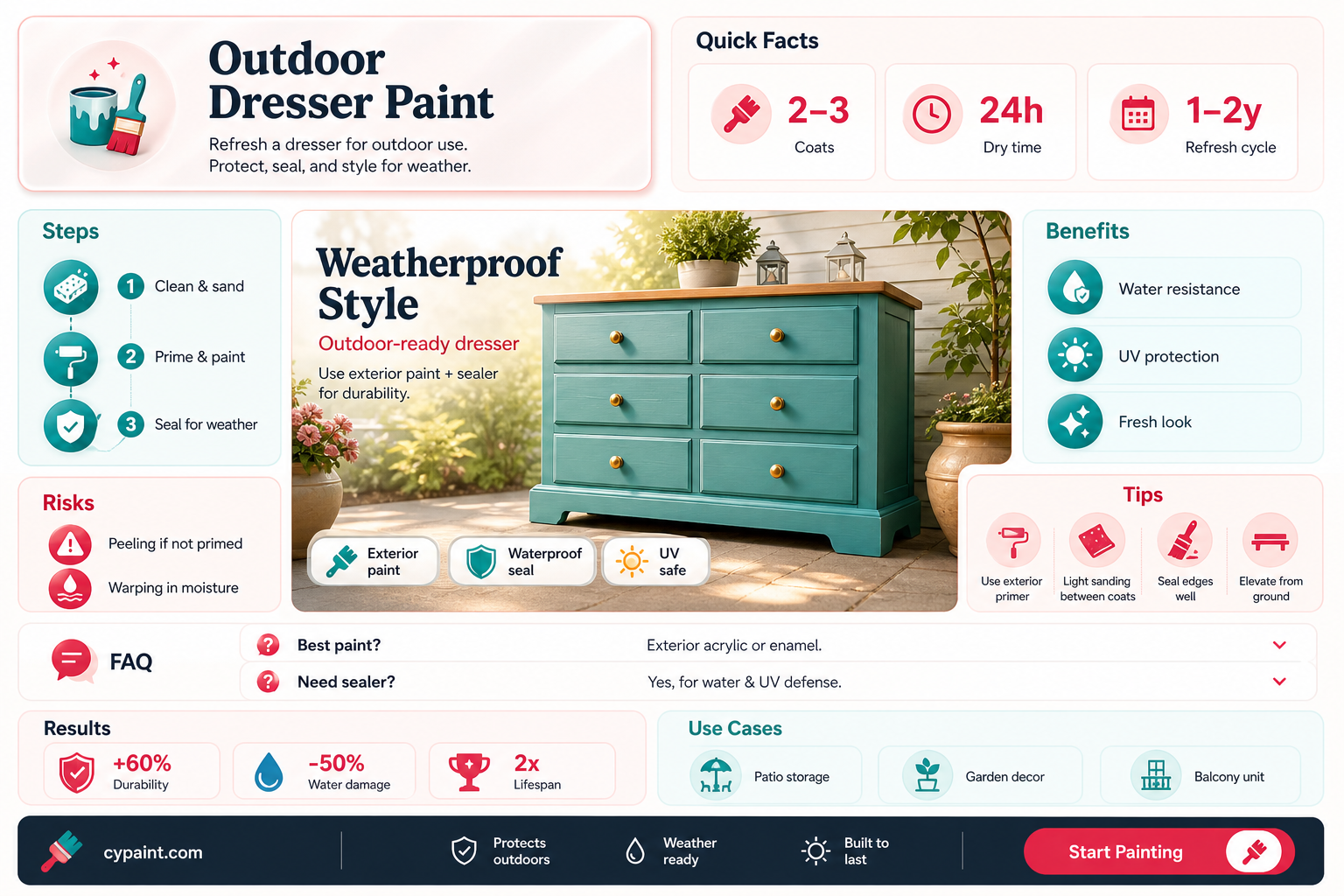 can i paint a dresser and put it outside