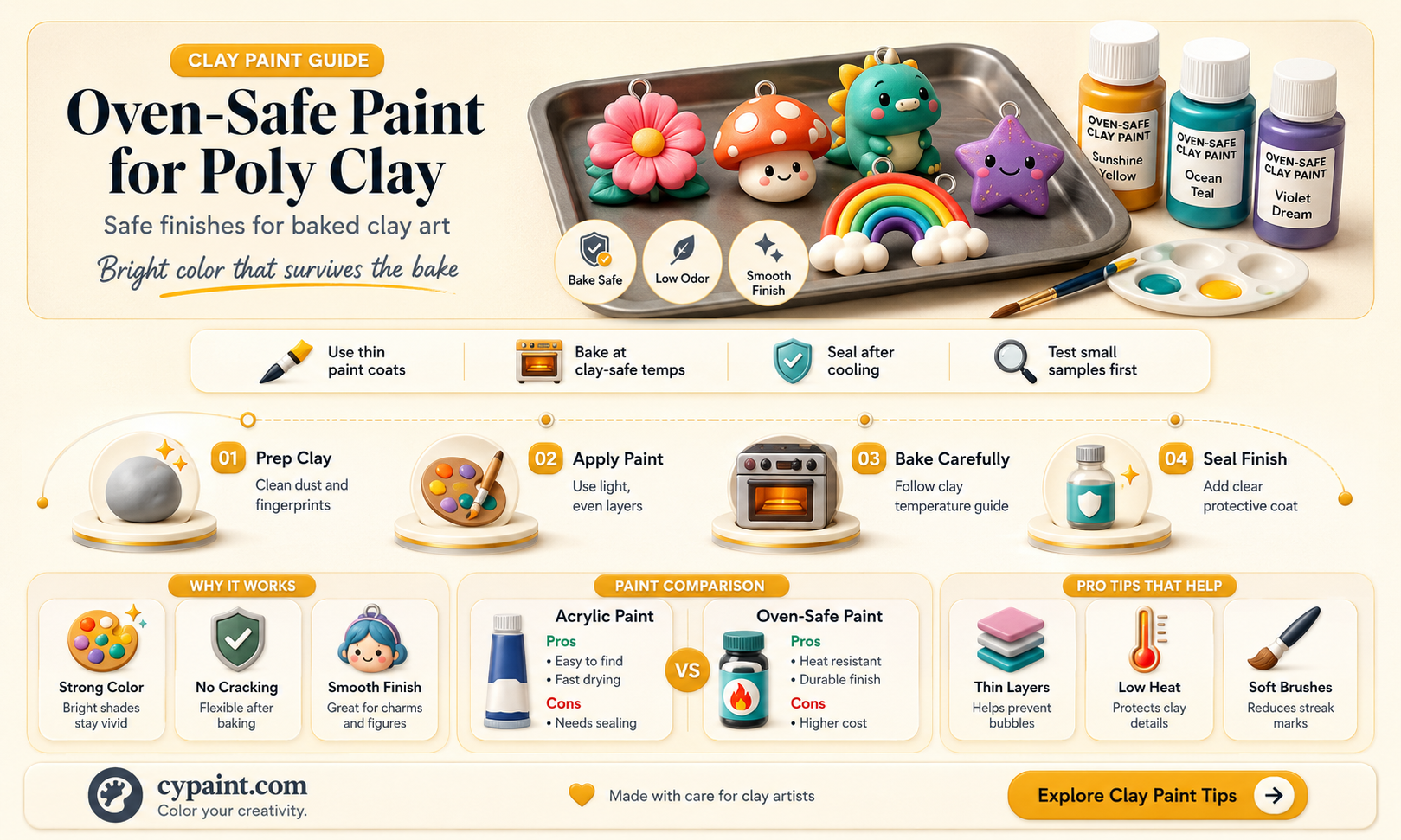 can i put painted poly clay in the oven