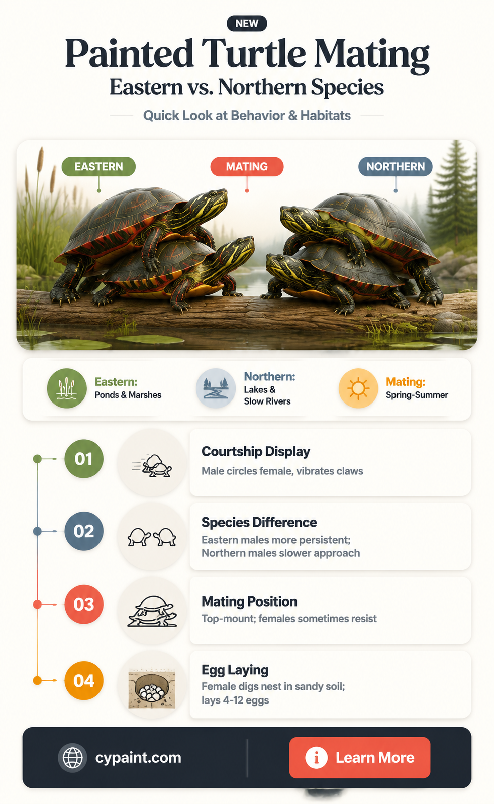 can northern painted turtles mate with eastern painted turtles