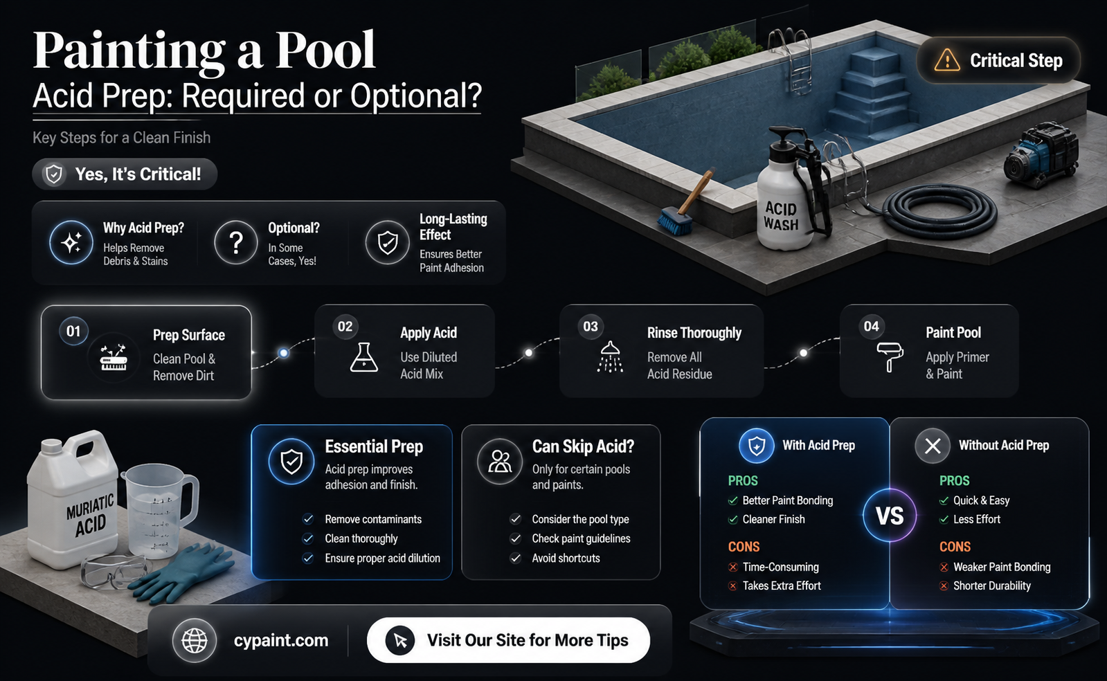 can i paint a pool without prepping it with acid