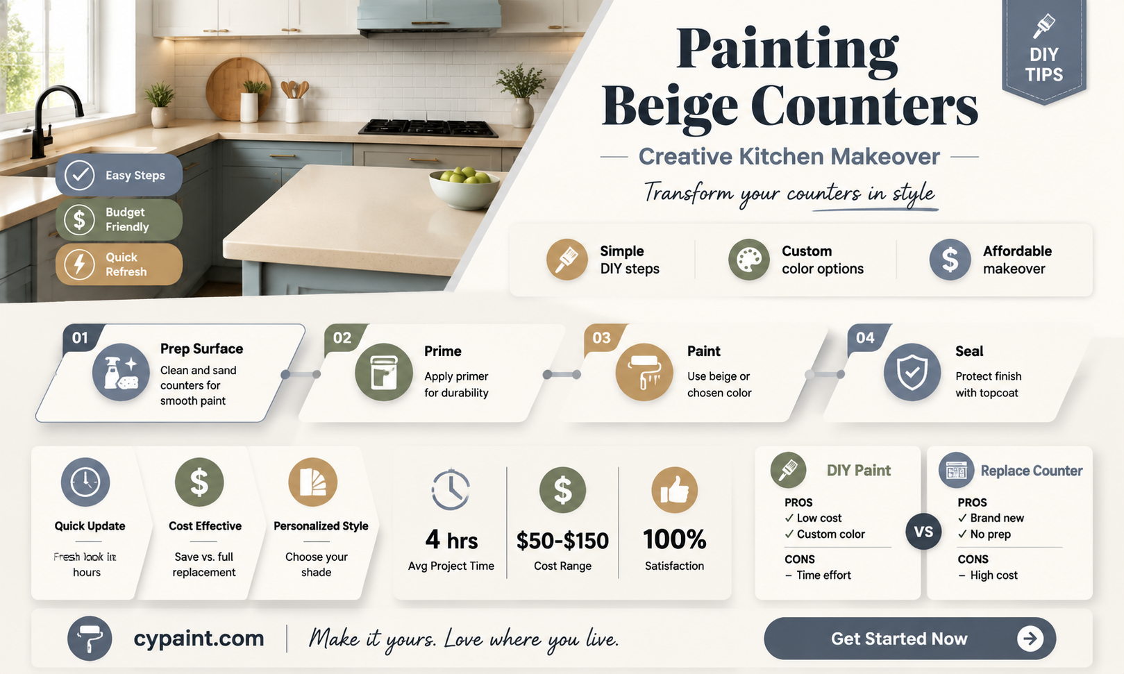 can i paint to help beige counters look nicer
