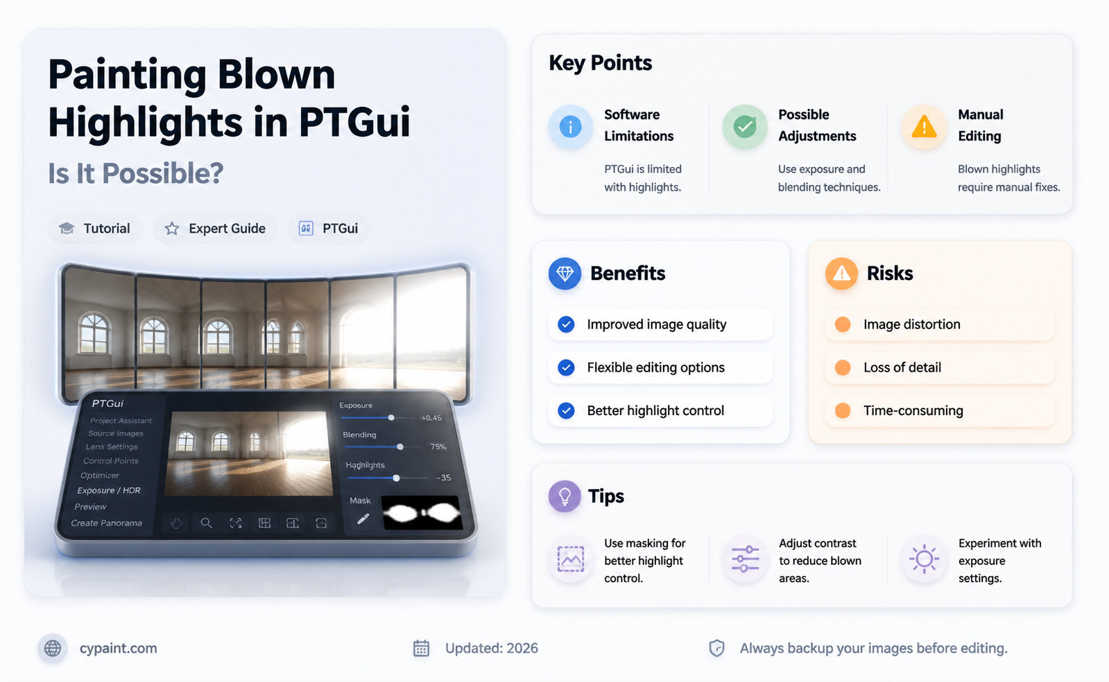 can i paint in blown highlights in pt gui