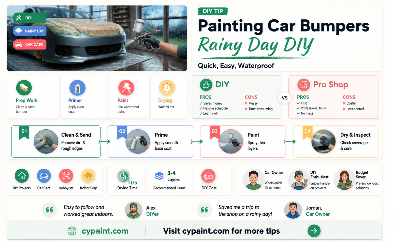 can i paint my bumper on a rainy day