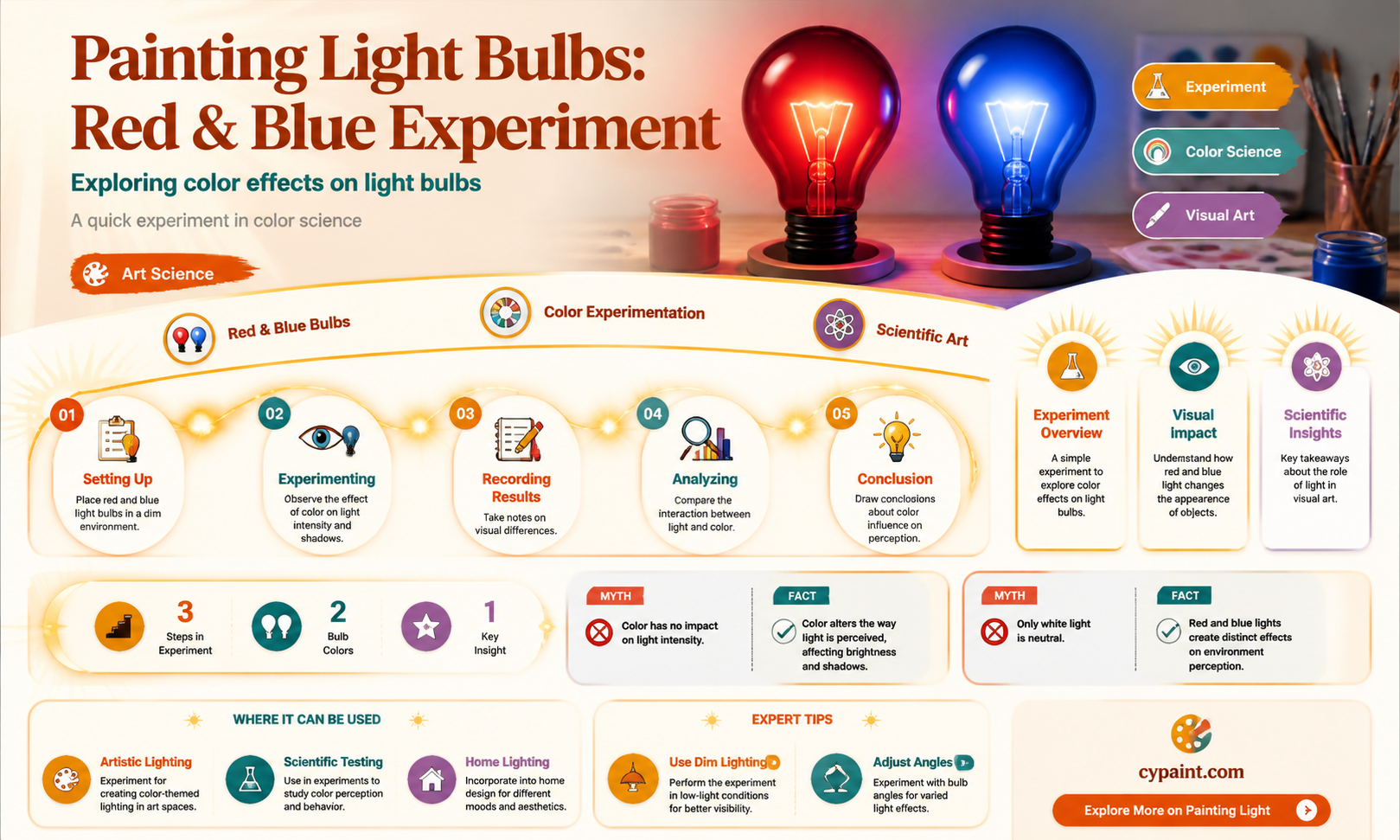 can i paint a light bulb red and blue
