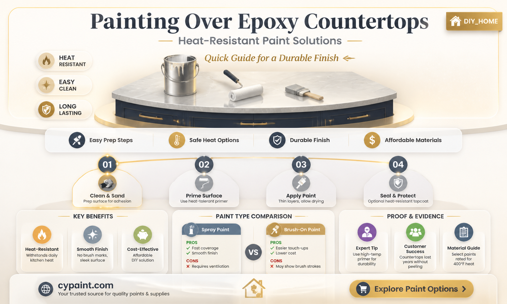 can i paint over epoxy countertop with heat resistant paint