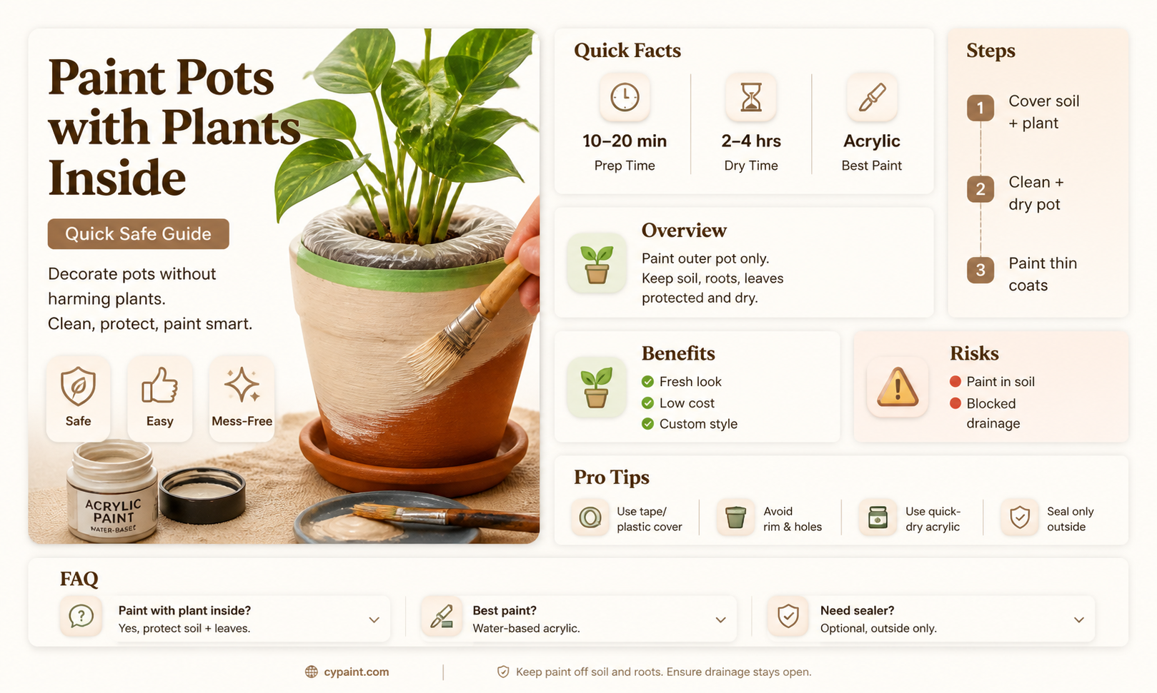 can i paint a pot with a plant in it