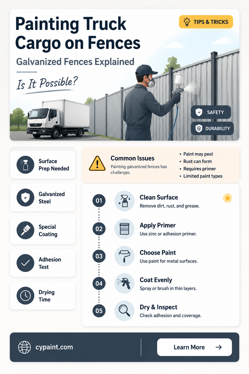 can i paint truck cargo coating on a galvanized fence