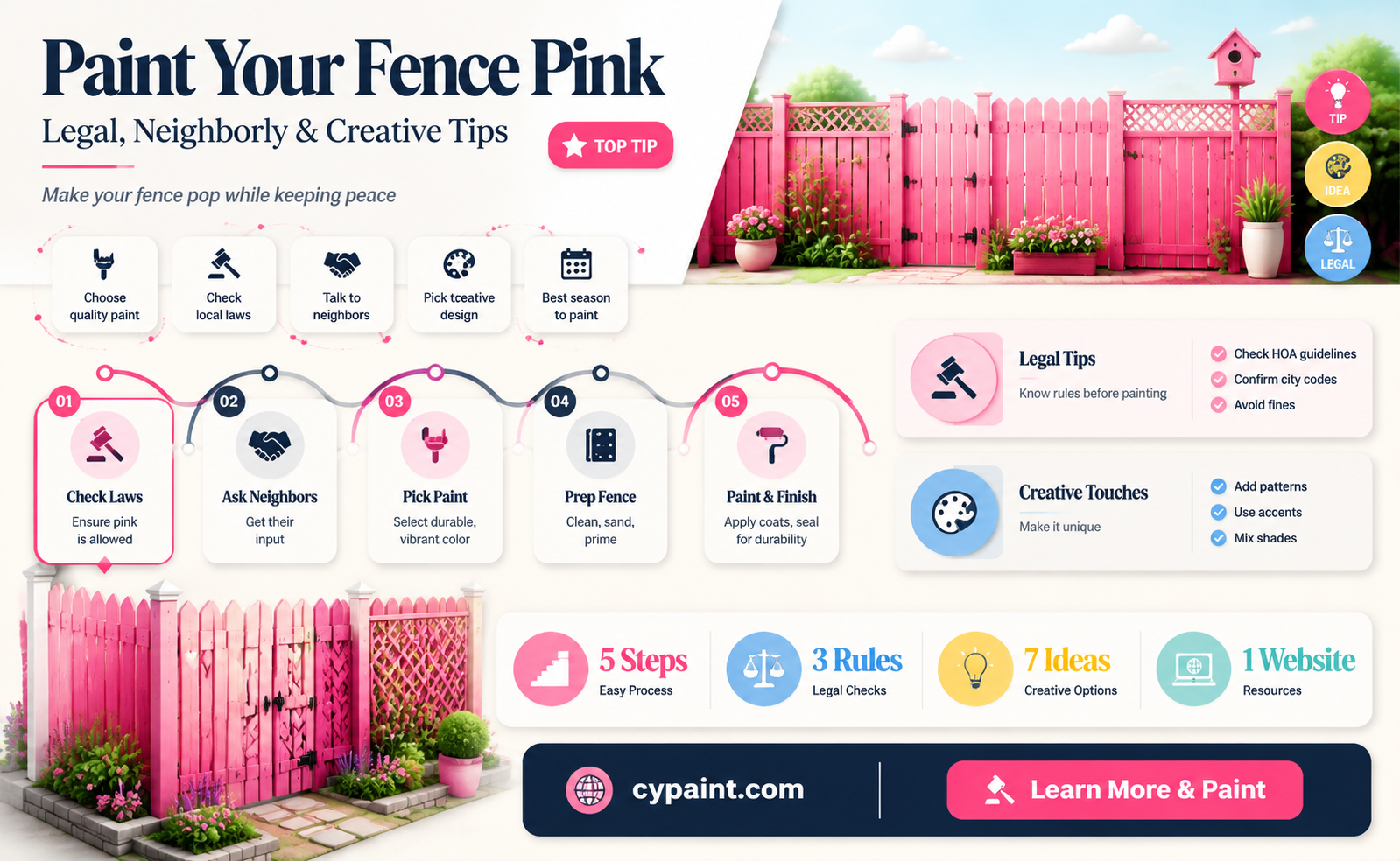 can i paint the other side of my fence pink
