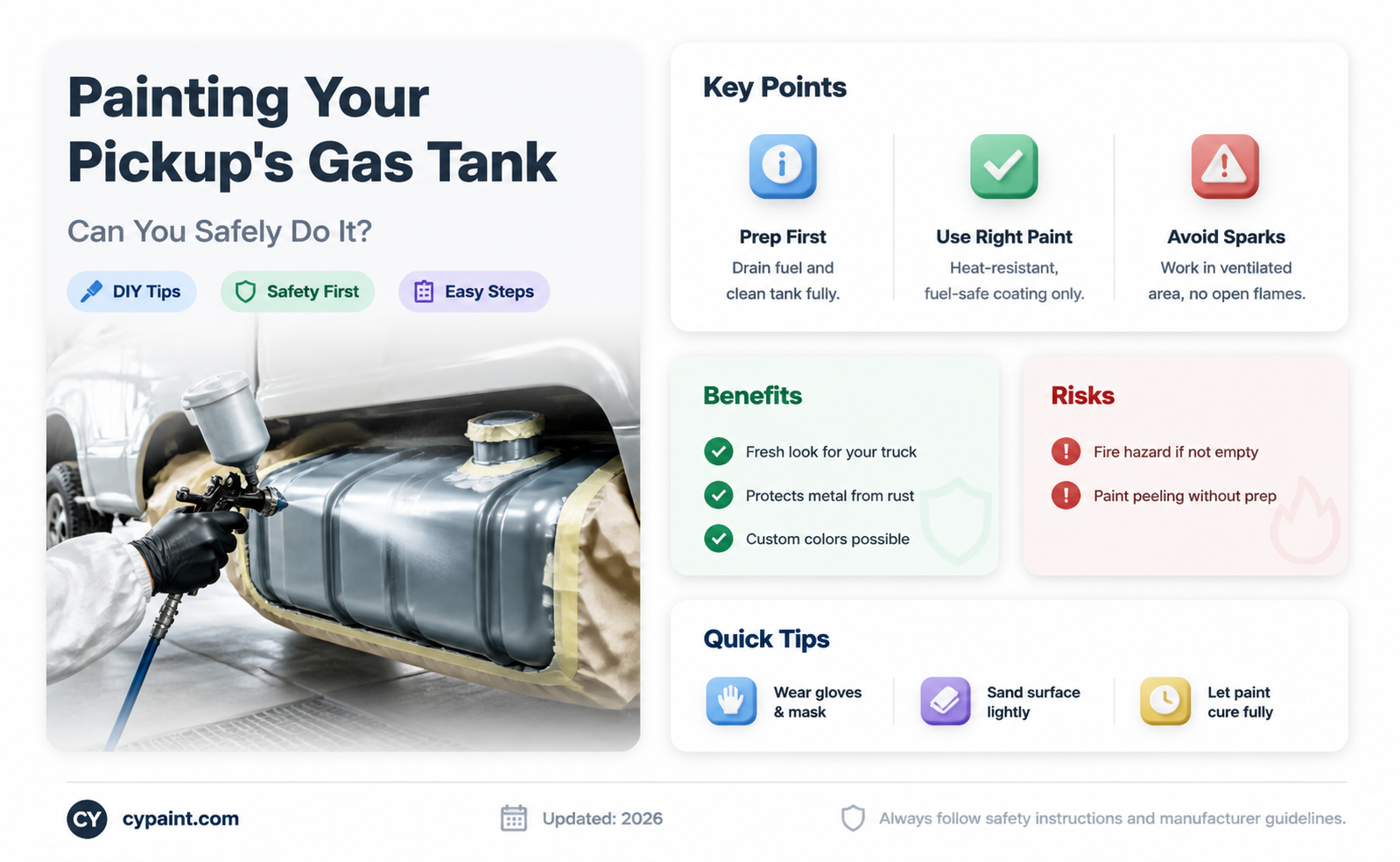 can i paint the gas tank on my pickup
