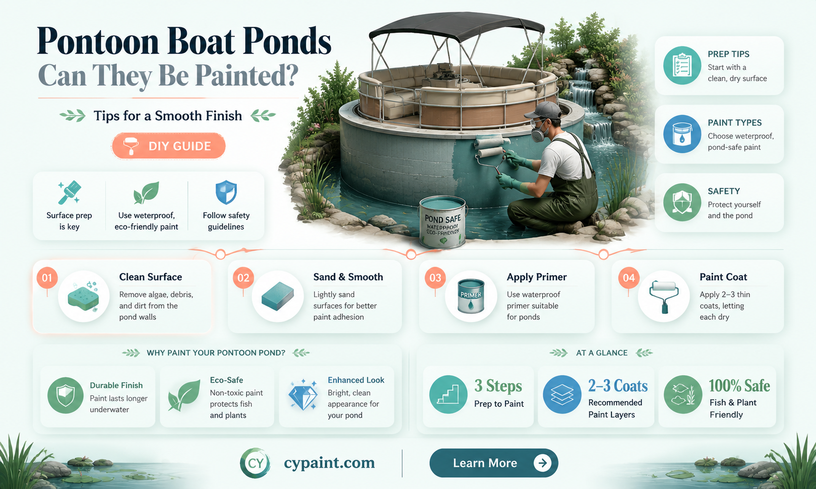 can the ponds on a pondtoon boat ne painted